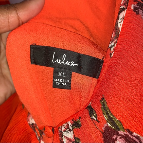LULUS | Loved By You Red Orange Floral Print Long Pleated Chiffon Maxi Dress - Picture 6 of 13